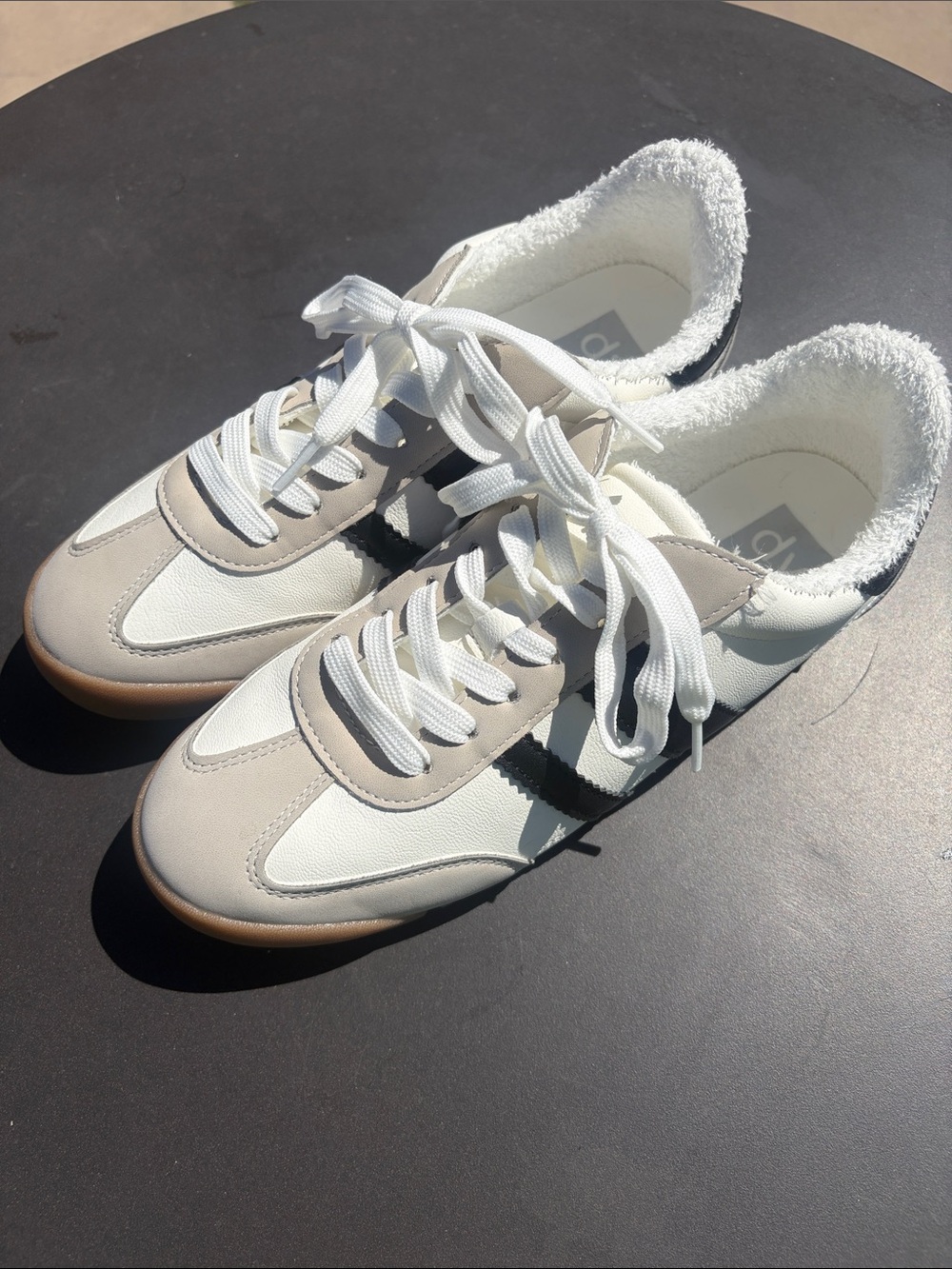 DV by Dolce Vita White & Beige Lace-Up Casual Sneakers
